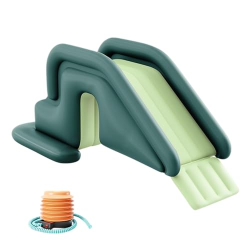EVGATAVAB Aufblasbare Wasserrutsche, Im Freien Sommerspaß Wasserpark Kippsichere Rutschen, Aufblasbares PVC Planschbecken Rutsche, für Im Freien Innenräume Hinterhof Garten(Green) von EVGATAVAB