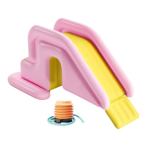 EVGATAVAB Aufblasbare Wasserrutsche, Im Freien Sommerspaß Wasserpark Kippsichere Rutschen, Aufblasbares PVC Planschbecken Rutsche, für Im Freien Innenräume Hinterhof Garten(Pink) von EVGATAVAB
