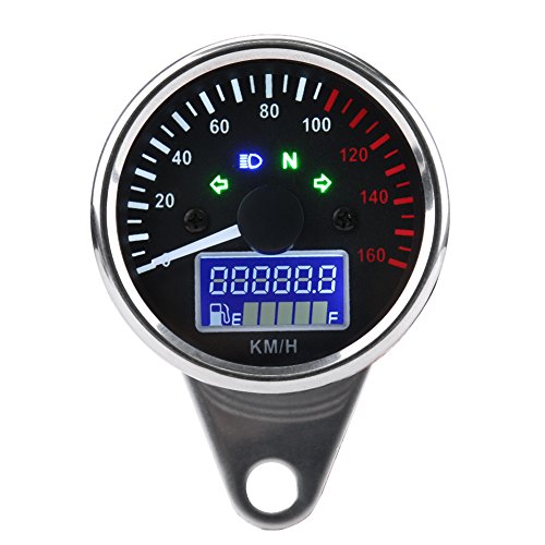 1 Stk. Motorrad Tachometer, Universal 0~160 km/h Motorrad Digital LED LCD Tachometer Drehzahlmesser Drehzahlmesser Retro Chrome 1 Stk. Motorrad Tachometer, Universal 0~160 km/h Motorrad Digital LED LCD Tachometer Drehzahlmesser Drehzahlmesser Retro Chrome von EVGATSAUTO