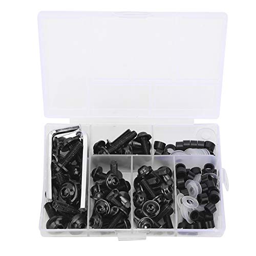 158-teiliges Universal Motorrad Verkleidungsschrauben-Set Schrauben Befestigungselemente Befestigung Sportbike Montage Kits Unterlegscheiben Muttern Schrauben Clips Sortiment(Schwarz) von EVGATSAUTO