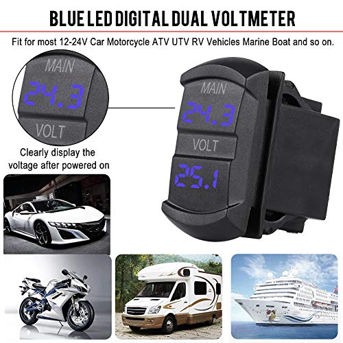 Auto DC 10 V60V Blau LED Digital Dual Voltmeter Universal für Pickup RV ATV Akku Auto DC 10 V60V Blau LED Digital Dual Voltmeter Universal für Pickup RV ATV Akku von EVGATSAUTO