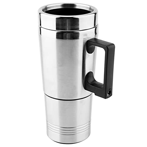 Auto Elektrokessel 12V, Kaffee Tee Thermoskanne Wasser Heizbecher, Elektro Becher Trinkbecher Reise Kessel 350ML + 150ML Edelstahl von EVGATSAUTO