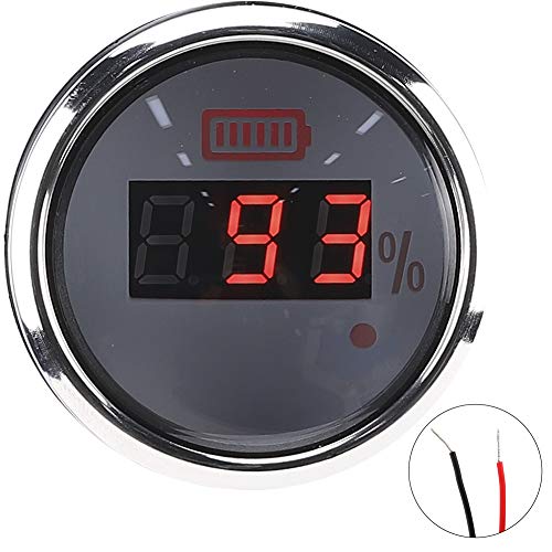 Batteriemessgerät, 52 mm/2 Zoll Batterie Digitalanzeige Wasserdichtes Antibeschlagmessgerät 12 V mit intelligentem Alarm für Bootsauto-Yacht(Weiß) von EVGATSAUTO