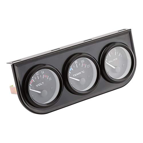 Dreifach Manometer Kit Öl/Volt/Wasser Manometer, 52mm instrumente kfz Dreifachmessgeräte 3 in 1 Voltmeter + Wassertemperaturanzeige + Öldruckmesser mit Sensor für PKW von EVGATSAUTO