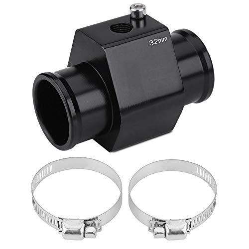 EVGATSAUTO Wassertemperatur-Verbindungsrohr, Aluminiumlegierung Schwarzes Auto Wassertemperatur-Temperatur-Verbindungsrohr Schlauchsensor-Messadapter(32mm) von EVGATSAUTO