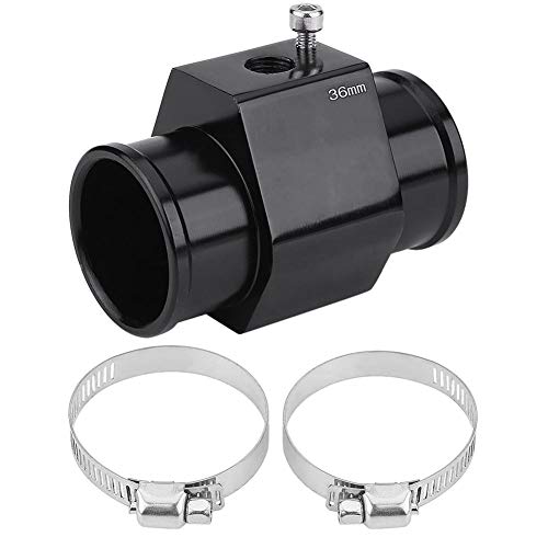 EVGATSAUTO Wassertemperatur-Verbindungsrohr, Aluminiumlegierung Schwarzes Auto Wassertemperatur-Temperatur-Verbindungsrohr Schlauchsensor-Messadapter(36mm) von EVGATSAUTO