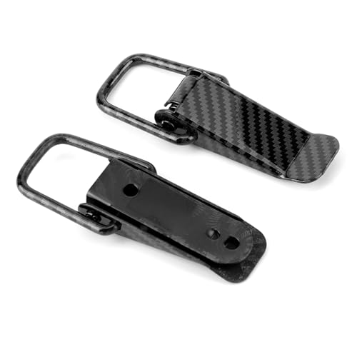 Hook Lock Clip, Unifür Versal Car Truck Haken Bonnet Lock Clip Schnellverschluss-Haubenstifte Black Carbon Fiber Texture von EVGATSAUTO
