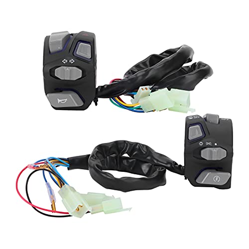 Hupe Lichtschalter, 22mm Motorrad Lenkerschalter Kontrollknopf Wasserdicht Universal für Blinker Licht Motorrad ATV Motorrad(Blau) von EVGATSAUTO