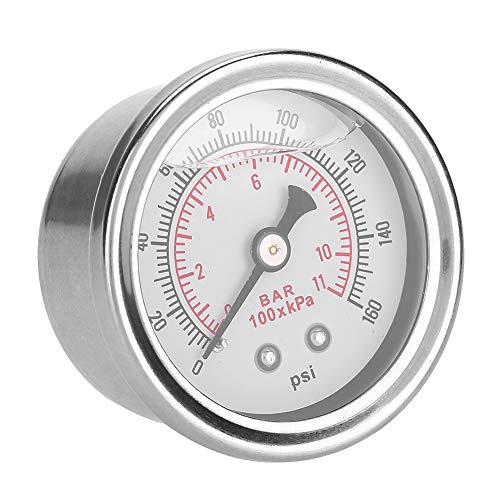 Manometer mit Druckflüssigkeit, 0-160 PSI/bar Manometer für Kraftstoffdruckregler mit Flüssigkeitsfüllung Kraftstoff/Ölzähler von EVGATSAUTO