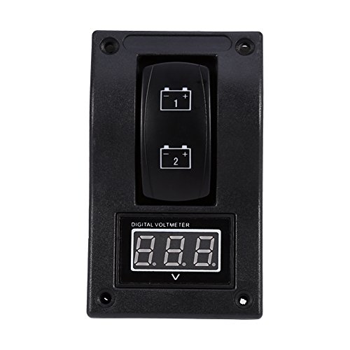 Marine Boot Voltmeter LED Dual Batterie Test Panel Wippschalter EIN AUS Grüne LED 12 V DC Schwarz 3-Positionen Geeignet RV Lkw Marine Cockpit Caravan von EVGATSAUTO