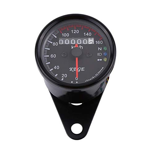 Motorrad Kilometerzähler Tachometer K/MH Universal Hintergrundbeleuchtung Signal 1St(Schwarz) von EVGATSAUTO