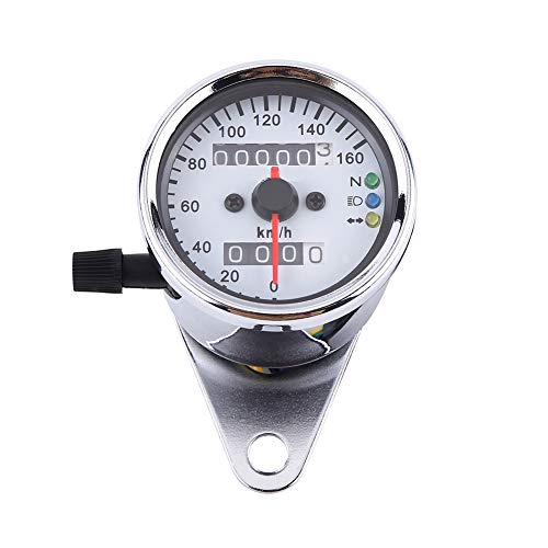 Motorrad Kilometerzähler Tachometeranzeige Signal Dual Digitalanzeige KM/H Universal 1St(Silber) von EVGATSAUTO