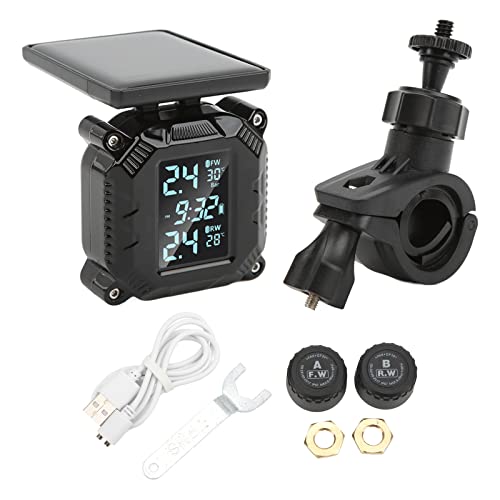 Motorrad-Reifendrucküberwachungssystem, Drahtloses TPMS-Motorrad-Reifendruck-Temperaturüberwachungssystem Solarbetriebener LCD-Bildschirm IP67 Wasserdichtes Motorrad Motorrad-Reifendrucküberwachungssystem, Drahtloses TPMS-Motorrad-Reifendruck-Temperaturüberwachungssystem Solarbetriebener LCD-Bildschirm IP67 Wasserdichtes Motorrad von EVGATSAUTO