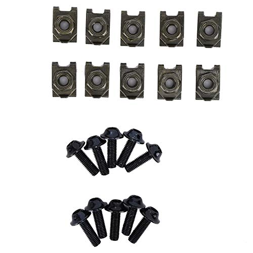 Motorrad-Verkleidungsschraubensatz, 10x M5 Motorrad-Verkleidungskörperschraubensatz Schraube Spire Speed Befestigungsclip Mutter(Schwarz) von EVGATSAUTO