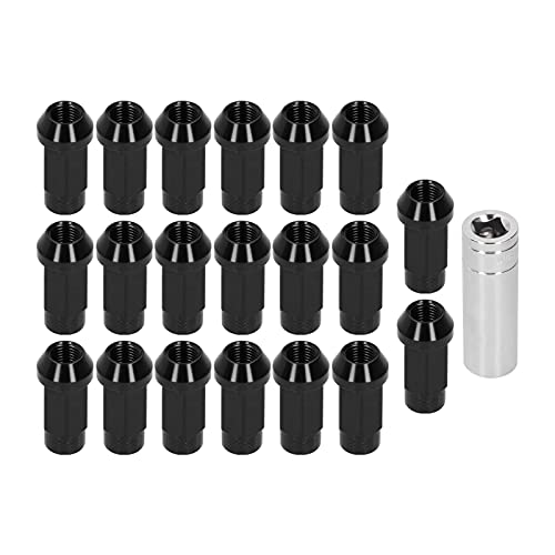 Radmuttern, 20 Stück Radmuttern M14x1,5 Gewinde 2 Zoll Höhe 7075-T6 Aluminium-Durchgangsloch-Kontermuttern(schwarz) von EVGATSAUTO