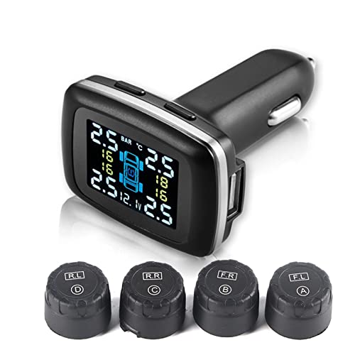 Reifendruckkontrollsystem, Auto TPMS Reifendruckkontrollsystem Zigarettenanzünder mit 4 Externen Sensoren Reifendruckkontrollsystem, Auto TPMS Reifendruckkontrollsystem Zigarettenanzünder mit 4 Externen Sensoren von EVGATSAUTO