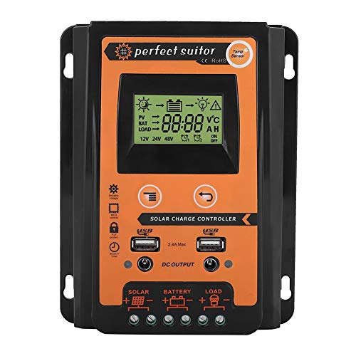 Solar Ladegerät Solar Laderegler, Kunststoff IP32 12V/24V 30A 50A MPPT Solarladeregler Solarpanel Batterieregler Dual USB LCD Display(30A) von EVGATSAUTO