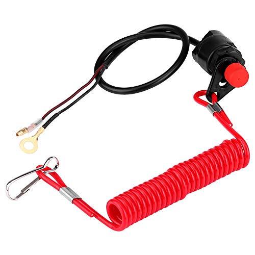 Not-Aus-Schalter für Motorrad ATV Rasenmäher mit Tether Sicherheitskabel | 12V Motor Abschaltschalter | Wasserdicht | Einfache Montage von EVGATSAUTO