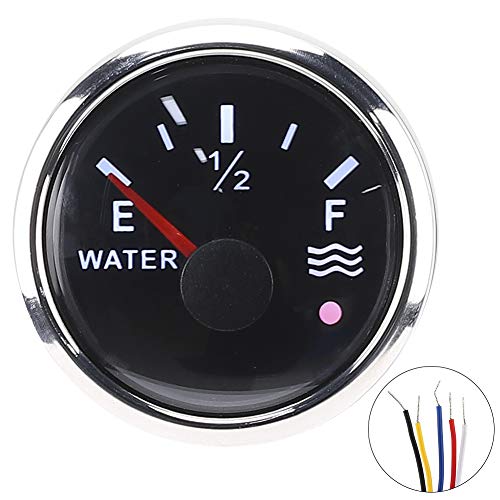 Wasserstandsanzeige, 52 mm/2 Zoll Wasserstandsanzeige 9-30 V DC Smart Alarm für Marineboot RV 0-190 Ohm Europäischer Sensor(Schwarz) von EVGATSAUTO