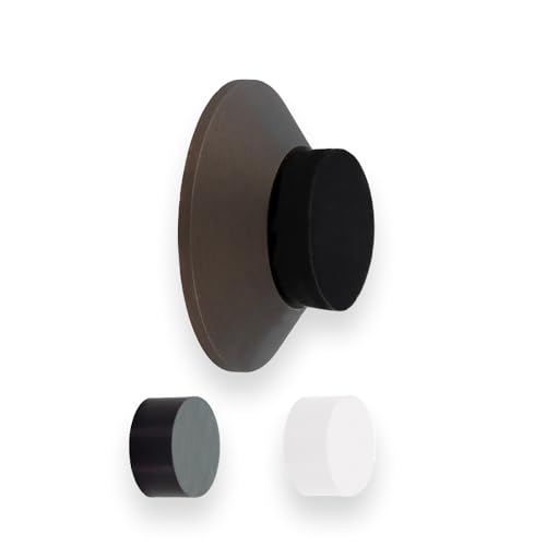 EVI Hardware | Selbstklebender Türstopper | Wandmontage | 45 x 17 mm | Rustikales Messing | Inklusive weißem und schwarzem Gummi | Klebe- oder Schraubmontage | Modernes, konisches Design von EVI Herrajes