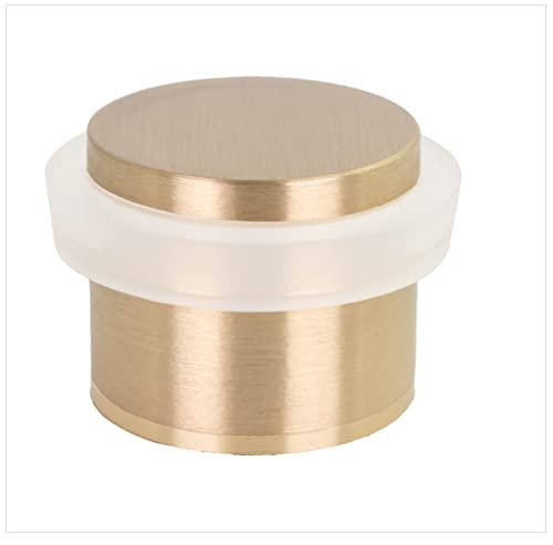 Klebe-Türstopper | 24 x 20 mm | Gewindesockel | Gummi Weißer | Messing Finish Matt | Enthält Werkzeug, Schraube + Befestigungsdübel | Mod. I-191/24x19-B-DUAL-LMT| EVI Herrajes von EVI Herrajes