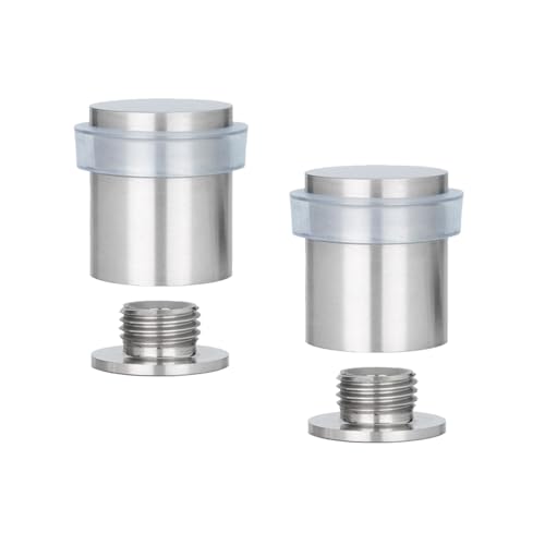 EVI Herrajes |2er SET - Türstopper Edelstahl Boden | Ø20x25mm | Gewindebasis | Natursilikonkautschuk Transparent| inkl. Schraube + Klemmdübel | I-181 von EVI Herrajes