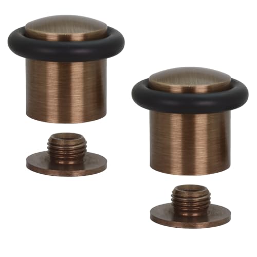 EVI Herrajes | 2 Stück Türstopper | 24 x 30 mm | Gewindesockel | schwarzer Naturkautschuk aus natürlichem Silikon | Messing Finish Vintage-Leder | inkl. Dübel + Schraube EVI Herrajes | 2 Stück Türstopper | 24 x 30 mm | Gewindesockel | schwarzer Naturkautschuk aus natürlichem Silikon | Messing Finish Vintage-Leder | inkl. Dübel + Schraube von EVI Herrajes