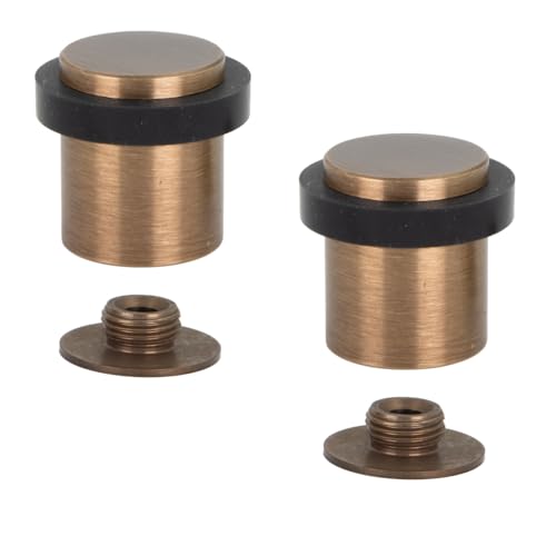 EVI Herrajes I 180 Türstopper | Ø 24 x 30 mm | Messing mit Leder-Finish | schwarzer Gummi aus Natur-Silikon | inklusive Schraube + Dübel | Modell I-180 von EVI Herrajes