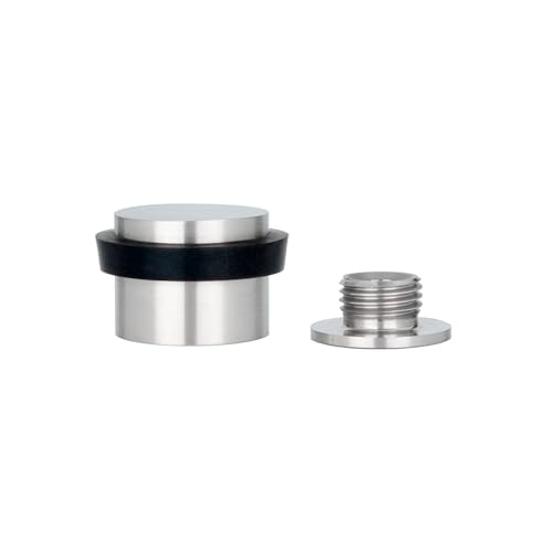 EVI Herrajes | Türstopper, selbstklebend oder mit Schraube | 28 x 21 mm | Schwarzes Gummi | Edelstahl | Inklusive Gewindebasis + Schraube + Klemmdübel | Modell I-199-DUAL von EVI Herrajes