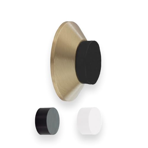 Evi Fittings | Klebetürstopper | Wandbeschlag | 35x15mm | Messing matt | Konische Form | Zwei Gummis enthalten | Klebe- oder Schraubmontage | Klebe- oder Schraubmontage von EVI Herrajes