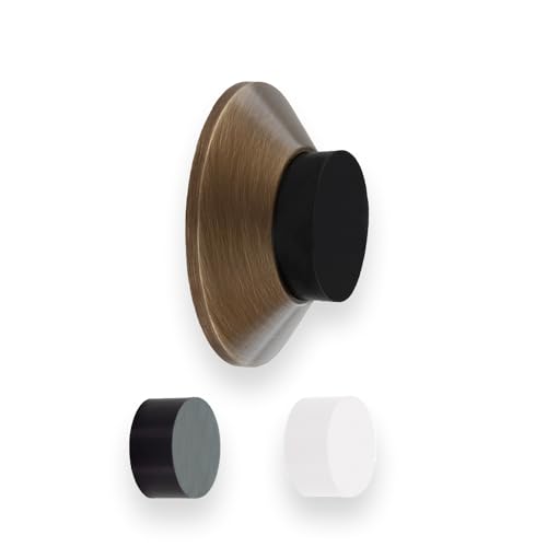 Evi Fittings | Selbstklebender Türstopper | Wandbeschlag | 35x15mm | Messing Leder | Konische Form | Zwei Gummibänder im Lieferumfang | Klebe- oder Schraubmontage von EVI Herrajes