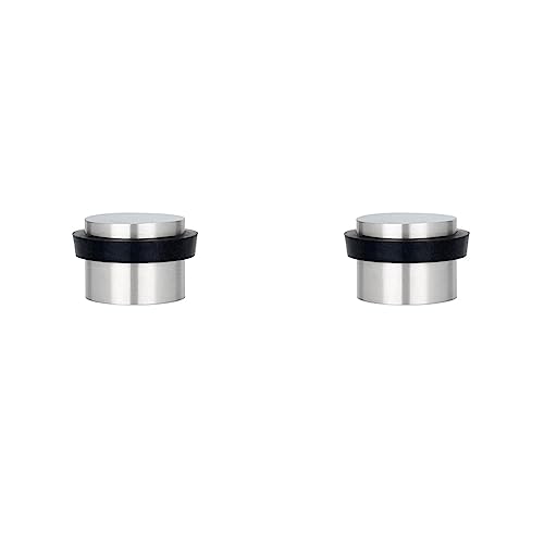 Klebe-Türstopper | 28 x 20 mm | Schwarzer Gummi aus Natursilikon | Edelstahl AISI 304 Finish Matt | Sehr gute Haftung | 100% zweckmäßig | Mod. I-163-B| EVI Herrajes (Packung mit 2) von EVI Herrajes