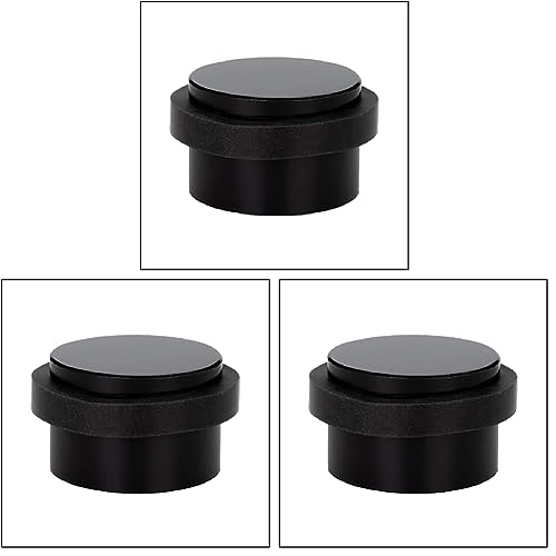 Klebe-Türstopper | 35 x 19 mm | Schwarzer Gummi aus Natursilikon | Edelstahl AISI 304 Finish Schwarz lackiert | Einfache Befestigung | 100% zweckmäßig | Mod. I-140| EVI Herrajes (Packung mit 3) von EVI Herrajes