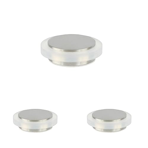 Klebe-Türstopper | 45 x 14 mm | Weißer Gummi aus Natursilikon | Edelstahl AISI 304 | Sehr gute Haftung | 100% zweckmäßig | Mod. 04020335X12BAM| EVI Herrajes (Packung mit 3) von EVI Herrajes