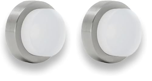 Klebe-Türstopper für Wand/Klinke | 24 x 14 mm | Gummi Weißer | Edelstahl AISI 304 V2A | Finish Matt | Enthält Werkzeug, Schraube + Befestigungsdübel | Mod. 04020524BTPMAM| EVI Herrajes (Packung mit 2) von EVI Herrajes