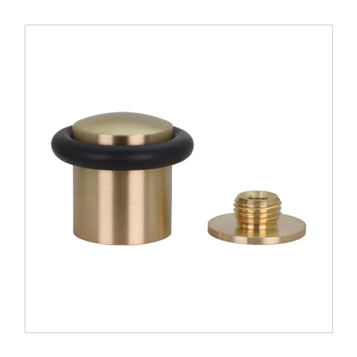 EVI Herrajes | Türstopper aus Messing - Matt Finish | Ø24x30mm | Gewindebasis | Schwarz Natursilikonkautschuk| inkl. Schraube + Klemmdübel | I-108 von EVI Herrajes