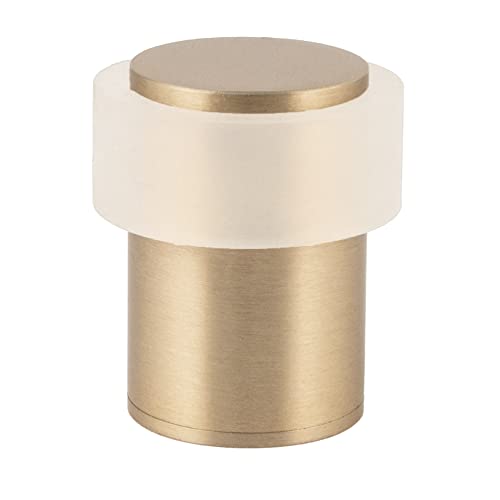 Türstopper | 24 x 35 mm | Silikondämpfer | Hergestellt aus Messing | Gewinde | inkl. Schraube + Befestigungsdübel | Mod. I-19124 x 35 | EVI Beschläge (Messing matt - Gummi) von EVI Herrajes