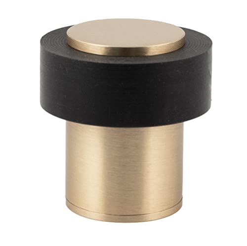 EVI Herrajes | Türstopper aus Messing - Matt Finish | Ø24x35mm | Gewindebasis | Schwarz Natursilikonkautschuk| inkl. Schraube + Klemmdübel | I-191 von EVI Herrajes