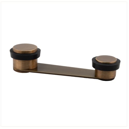 EVI Herrajes | Drehbarer Türstopper für Türen bis 50 mm - Antik-Leder-Finish | Schwarz Natursilikonkautschuk | Doppelmontage - Kleben mit Schraube - inkl. Schraube + Klemmdübel | I-164 von EVI Herrajes