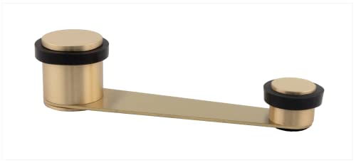 Türstopper mit drehbarem Halter | Messing | Klebebefestigung oder mit Schraube + Dübel | für Türen bis 70 mm Dicke | I-152DUAL | EVI Beschläge (mattes Messing - schwarzes Gummi) von EVI Herrajes