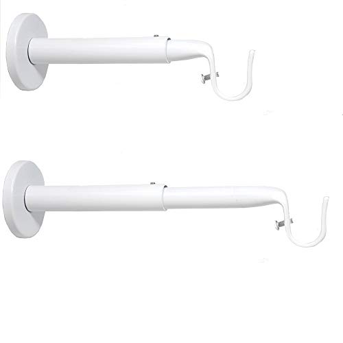 Die besten Verkäufe - Wandhalterung Extensible und einstellbare Schiene für Vorhänge, Ø 19 mm, Länge 18-25 cm, Farbe weiß (1 Los 2 Stangen-Halter) von EVIDECO