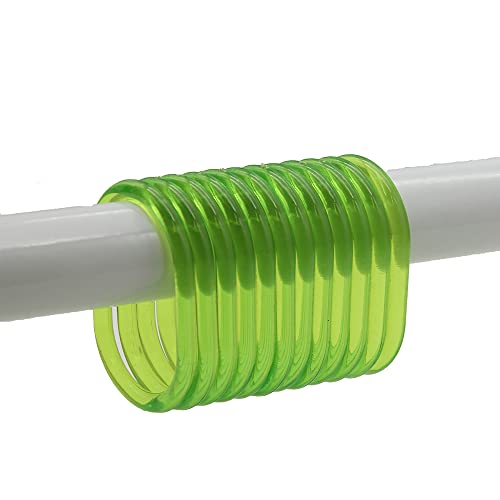 EVIDECO 2201140 Shower Curtain Rings Plastic Hooks Solid and Clear Color Set of 12 (Clear Lime Green) von EVIDECO