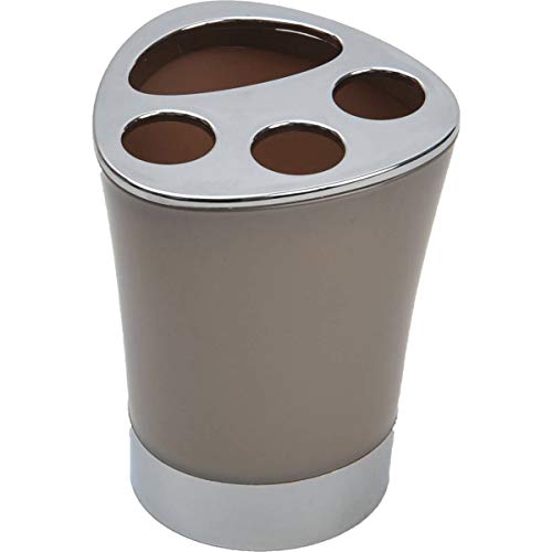 EVIDECO 6318N165 Bathroom Toothbrush and Toothpaste Holder Shiny Solid Colors with Chrome Base (Taupe) von EVIDECO