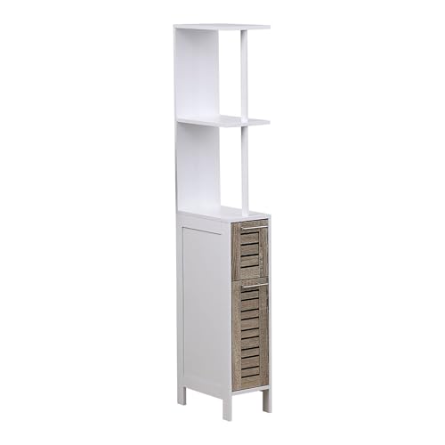 Tendance Säule Petit Espace MDF Weiss 2 Regale 2 türen facon Eiche alt - Stockholm von EVIDECO