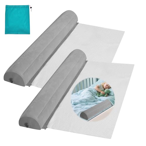 EVINYEP 2er Set Aufblasbares Rausfallschutz Bettgitter für Kleinkinder, Tragbar Faltbar für Rausfallschutz Bett Reise, Anti-Rutsch Sicherheitsgeländer, für Einzelbett/Doppelbett/Kingsize von EVINYEP