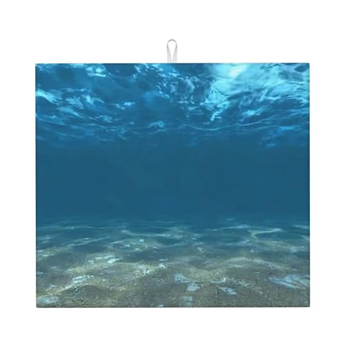 Blue Ocean Sea Wavy Seascape Abtropfmatte für Küche, Abtropfmatte, saugfähige Mikrofaser-Abtropfmatte, saugfähige Abtropfmatte für Glas, Teller, Tasse, 41 cm x 46 cm von EVIUS