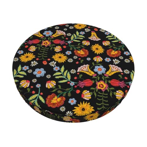 EVIUS Runde bunte Blumen Hocker-Bezüge Stretch Barhocker Kissen Elastische Stuhl Kissen Sitz Schonbezug Waschbar Barhocker Bezug Mit Rutschfester Rückseite Gummiband Für Zuhause/Bar/Restaurant/Büro von EVIUS