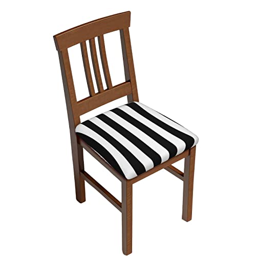 EVIUS Stuhl-Sitzbezug, schwarz und weiß gestreift, 4-teilig, abnehmbar und waschbar, Restaurant-Polsterstuhl, Schutzsitzkissen, Sofabezug für Restaurant, Büro (36 x 36 cm) von EVIUS