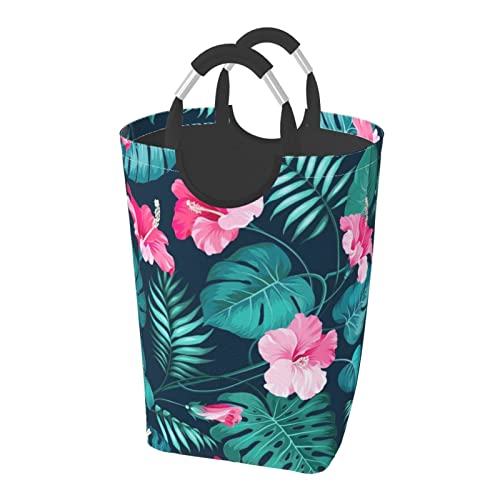 Hawaii-Wäschekorb, quadratisch, bedruckt, für Badezimmer, Küche, Wohnzimmer, Kinderzimmer, Flur oder Garage, Rosa von EVIUS