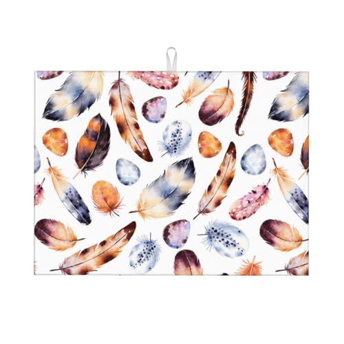 Küchen-Trockenmatte mit buntem Druck, 46 x 61 cm, saugfähige Mikrofaser-Abtropfmatte, für Glas, Teller, Tassen von EVIUS